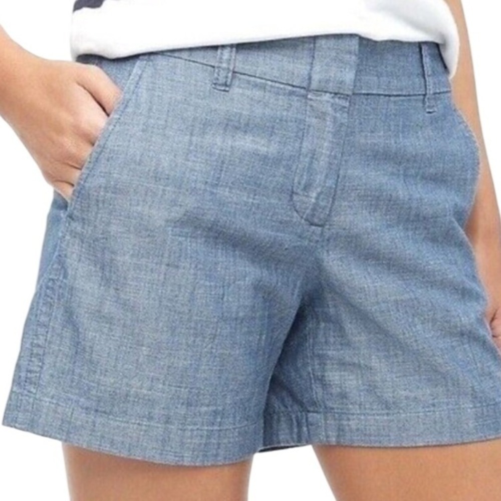 J.Crew Womens‎ Blue Cotton Chambray Shorts Size 2 Casual Summer Classic NWOT